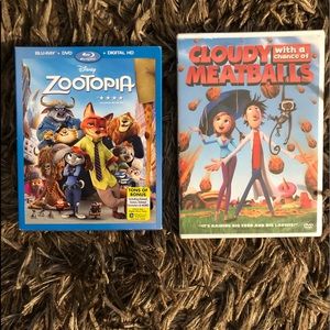 NWT Zootopia & Cloudy w A Chance Of Meatballs DVD